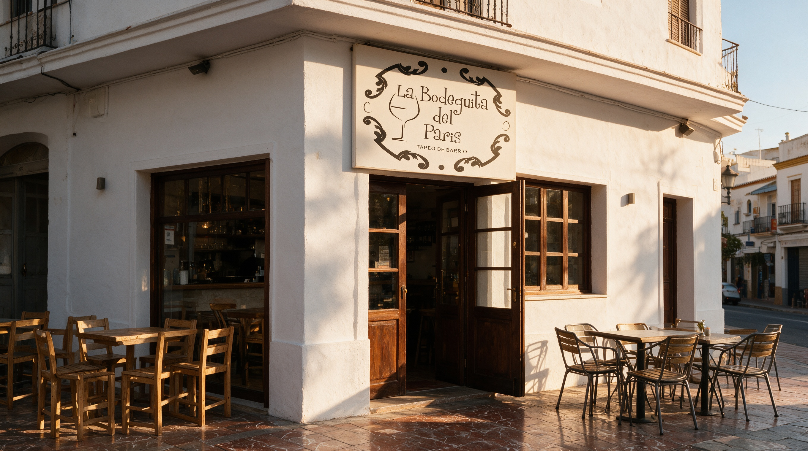 Fachada de La Bodeguita del Paris con el rótulo del bar